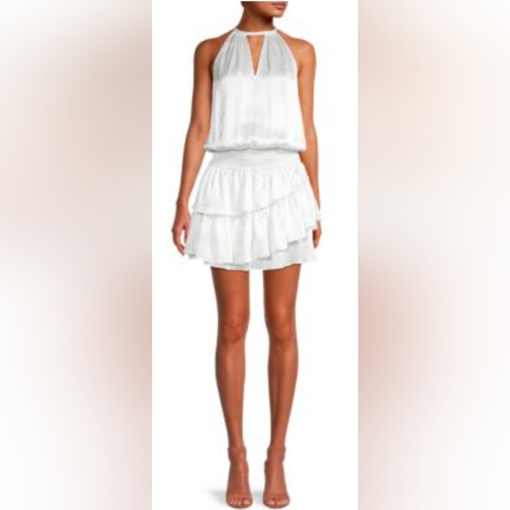 NWT Ramy Brook ivory White Lea Smocked Blouson Dress SZ S